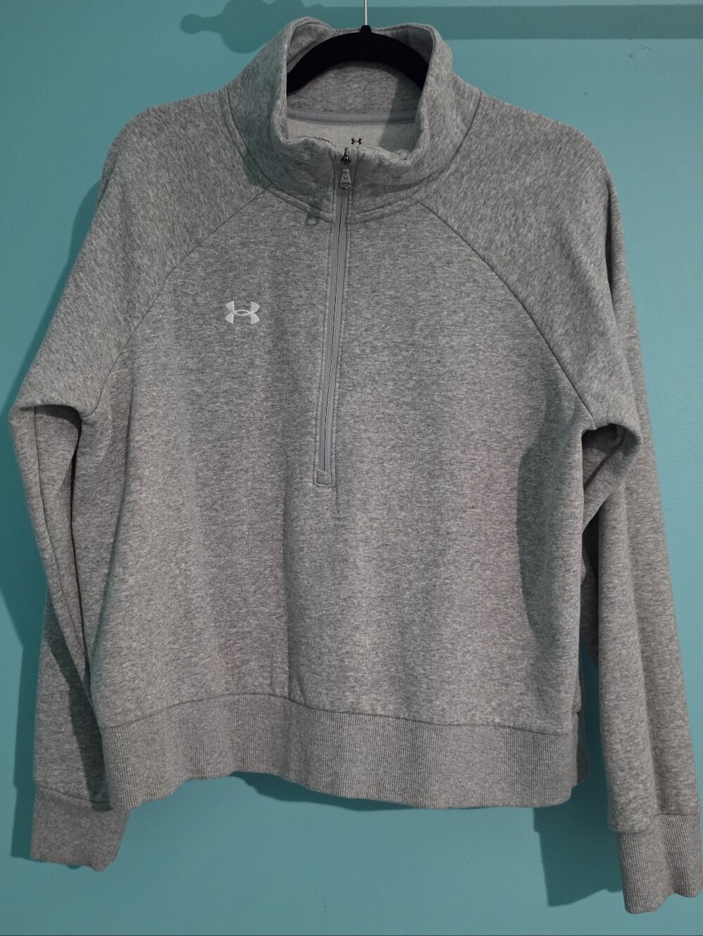 Under Armour Women's Rival Fleece Half Zip Top Gray Light Heather Sz M EUC $55 - Picture 12 of 16